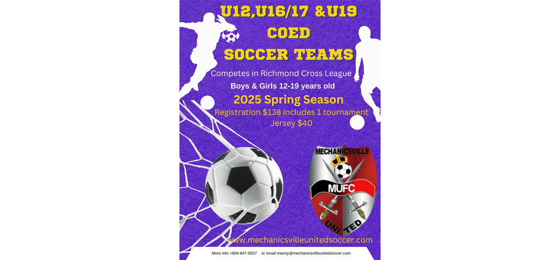 Spring 2025 Rec Soccer now opens 12/15/2025